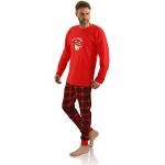 Rote Karo Pyjamas lang mit Weihnachts-Motiv aus Baumwolle für Herren Größe L 2-teilig Weihnachten für den für den Herbst 