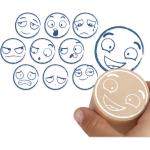 TimeTex Emoji Smiley Stempelsets aus Holz 10-teilig 