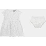 Weiße Kurzärmelige Guess Kinderkleider mit Höschen mit Reißverschluss aus Baumwollmischung Größe 74 