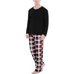 Schwarze Elegante Pyjamas lang aus Frottee für Herren Größe 3 XL 2-teilig für den für den Winter 