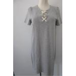 Graue Kurzärmelige Set V-Ausschnitt Sweatkleider aus Baumwollmischung für Damen Größe M 