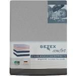 SETEX Feinbiber Spannbettlaken, 160 x 200 cm großes Spannbetttuch, 100 % Baumwolle, Bettlaken in Silber