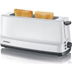 SEVERIN Automatik-Langschlitztoaster, Automatik-Toaster mit Brötchenaufsatz, Edelstahl Toaster zum Toasten, Auftauen und Erwärmen, 800 W, weiß / grau, AT 2232