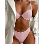Rosa Unifarbene Sexy Push Up Bikinis gepolstert für Damen Größe L für den für den Sommer 