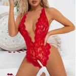 Rote Sexy Spitzenbodies durchsichtig für Damen 