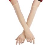 Rosa Sexy Lange Handschuhe durchsichtig aus Mesh für Damen Einheitsgröße 