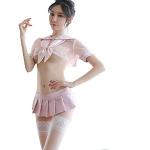 Rosa Mini Schulmädchen-Kostüme aus Spitze für Damen Größe M 