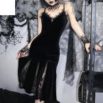 Schwarze Sexy Ärmellose Maxi V-Ausschnitt Lange Abendkleider aus Spitze für Damen Größe L für den für den Sommer 
