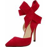 Rote Spitze Pfennigabsatz High Heels & Stiletto-Pumps mit Riemchen aus Kunstleder für Damen 