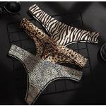Goldene Animal-Print Sexy Damentaillenslips mit Leopard-Motiv aus Spitze Größe XL 