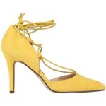 Reduzierte Gelbe Sexy SEXY WOMAN Pfennigabsatz High Heels & Stiletto-Pumps mit Schnürsenkel aus Gummi Gefüttert für Damen Größe 40 