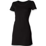 Schwarze SF Mini Shirtkleider aus Baumwolle enganliegend für Damen Größe L für den für den Sommer 