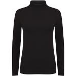 Schwarze Langärmelige Rollkragen T-Shirts aus Baumwolle für Damen Größe XXL 