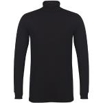 Schwarze Langärmelige Rollkragen T-Shirts aus Baumwolle für Herren Größe M 