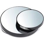 Schwarze Runde Taschenspiegel aus Glas vergrößernd 2-teilig 