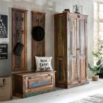 Braune Shabby Chic Möbel Exclusive Garderoben Sets & Kompaktgarderoben lackiert aus Massivholz Breite 150-200cm, Höhe 150-200cm, Tiefe 0-50cm 4-teilig 