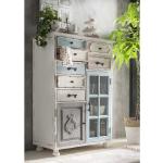 Shabby Chic Kommode aus Recyclingholz Mehrfarbig