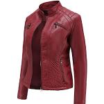 Reduzierte Rote Winddichte Atmungsaktive Biker-Lederjacken mit Reißverschluss aus Leder für Damen Größe XXL 