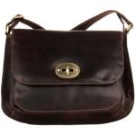Shalimar Damen Modische Damenhandtasche aus gewachstem Leder, Farbe:Dunkelbraun Umhängetasche/Handtasche, Dunkelbraun, 28x23x10