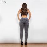 Graue Atmungsaktive Bio Push Up Jeans aus Denim für Damen Größe XS 