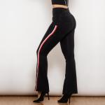 Schwarze Atmungsaktive Bio Push Up Jeans mit Galonstreifen aus Denim für Damen Größe XS 