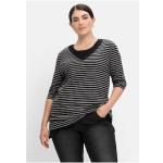 Schwarze Unifarbene Langärmelige Sheego Rundhals-Ausschnitt 2 in 1 Shirts für Damen Größe 3 XL Große Größen 