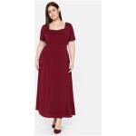 Reduzierte Bordeauxrote Sheego Maxi V-Ausschnitt Sommerkleider mit Reißverschluss für Damen Größe 3 XL Große Größen 