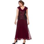 Bordeauxrote Unifarbene Ärmellose Sheego Maxi V-Ausschnitt Lange Abendkleider aus Polyamid enganliegend für Damen Größe 3 XL Große Größen 