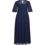 Marineblaue Elegante Maxi Lange Abendkleider durchsichtig mit Reißverschluss aus Chiffon für Damen Größe M Große Größen 
