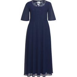 sheego Abendkleid aus Chiffon, mit Spitzen-Einsatz, blau, 42 marine