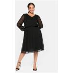 Schwarze Langärmelige Sheego V-Ausschnitt Chiffon-Abendkleider aus Chiffon für Damen Größe 3 XL Große Größen für den für den Sommer 