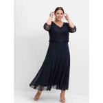 Reduzierte Elegante Sheego V-Ausschnitt Festliche Kleider mit Reißverschluss aus Mesh für Damen Große Größen für den für den Winter 