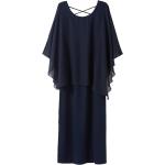 Marineblaue Elegante Abendkleider A-Linie für Damen Größe XL Große Größen 