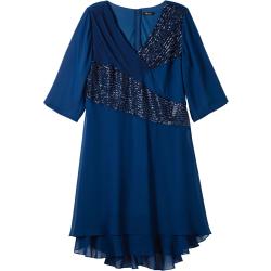 sheego Abendkleid in Wickeloptik, mit Pailletten, blau, 54 blau