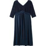Mitternachtsblaue Blumenmuster Elegante Maxi Lange Abendkleider mit Reißverschluss aus Spitze für Damen Größe L Große Größen 