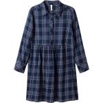 Mitternachtsblaue Karo Nachhaltige Freizeitkleider aus Baumwolle für Damen Größe XXL Große Größen 