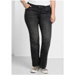 Schwarze Bestickte Sheego Denim Jeans mit Stickerei aus Denim für Damen Größe XL Große Größen 