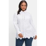 Reduzierte Weiße Bestickte Romantische Sheego Festliche Blusen mit Knopf aus Spitze für Damen Größe L Große Größen 