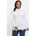 Weiße Bestickte Elegante Langärmelige Sheego Festliche Blusen aus Baumwolle für Damen Größe 3 XL Große Größen 
