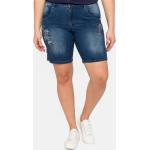 Reduzierte Bestickte Sheego Jeans-Bermudas mit Reißverschluss aus Denim für Damen Große Größen 