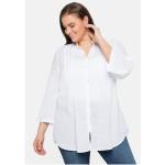 Weiße Gestreifte 3/4-ärmelige Sheego Tunika-Blusen mit Knopf für Damen Größe XXL Große Größen 