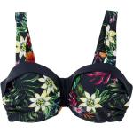 Marineblaue Blumenmuster Bikini-Tops gepolstert für Damen Größe M Große Größen 