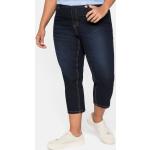 Blaue Bestickte Sheego Capri-Jeans mit Reißverschluss aus Baumwolle für Damen Größe 3 XL Große Größen 