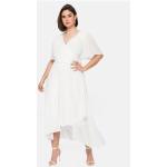 Offwhitefarbene Sheego Maxi V-Ausschnitt Chiffon-Abendkleider durchsichtig aus Chiffon für Damen Größe 3 XL Große Größen für die Braut 
