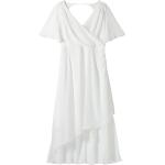 Offwhitefarbene V-Ausschnitt Chiffon-Abendkleider durchsichtig aus Chiffon für Damen Größe XXL Große Größen 