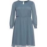 Stahlblaue Maxi V-Ausschnitt Lange Abendkleider durchsichtig aus Chiffon für Damen Größe L Große Größen 