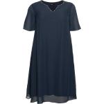 Mitternachtsblaue Rundhals-Ausschnitt Chiffon-Abendkleider durchsichtig aus Jersey für Damen Größe XL Große Größen 