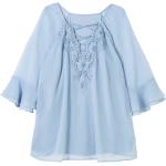 Blaue Sheego Tunika-Blusen durchsichtig aus Chiffon für Damen Größe XXL Große Größen 
