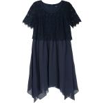 Mitternachtsblaue Bestickte Elegante Halblangärmelige Chiffon-Abendkleider mit Reißverschluss aus Chiffon für Damen Größe XL Große Größen 