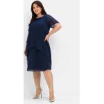 Marineblaue Sheego Chiffon-Abendkleider aus Chiffon für Damen Große Größen 